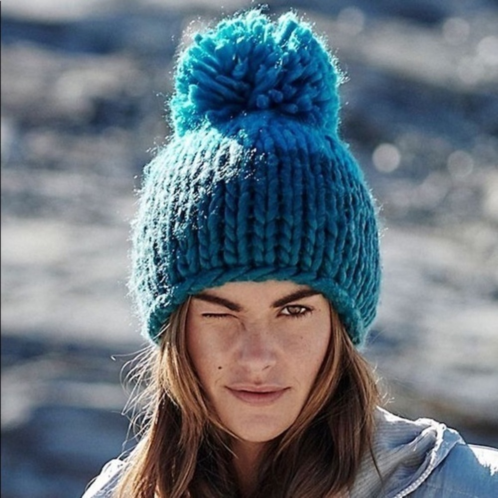 Free People Cozy Up Color Block Pom Beanie NWT